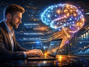 Prompt Engineering for Profit: The Complete Guide to Making Money With AI Prompt engineering concept showing a person typing AI prompts on a laptop connected to a holographic artificial intelligence brain.”