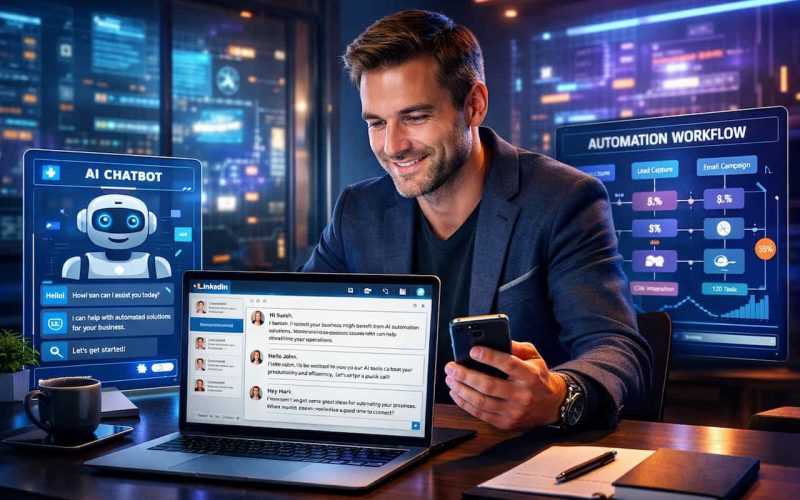 Entrepreneur using LinkedIn outreach and networking to find clients for AI automation services.