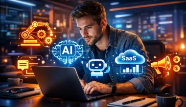 Entrepreneur exploring AI business ideas and side hustles using artificial intelligence tools.