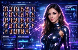 Understanding LoRAs and Character Models: The Key to Creating Consistent AI Influencers AI influencer generated from multiple training images illustrating how LoRA and character models create consistent virtual influencers.