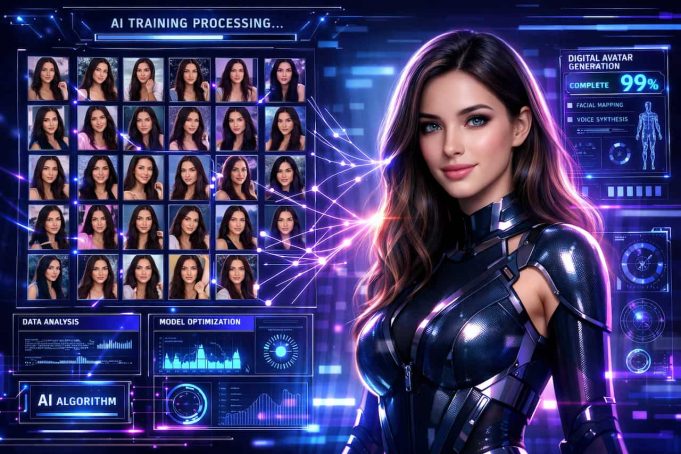 Understanding LoRAs and Character Models: The Key to Creating Consistent AI Influencers AI influencer generated from multiple training images illustrating how LoRA and character models create consistent virtual influencers.