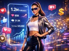 The Exact Step-by-Step Process to Create an AI Influencer That Can Reach $10,000/Month AI influencer avatar with holographic social media metrics representing profitable AI influencer niches and digital creator income.