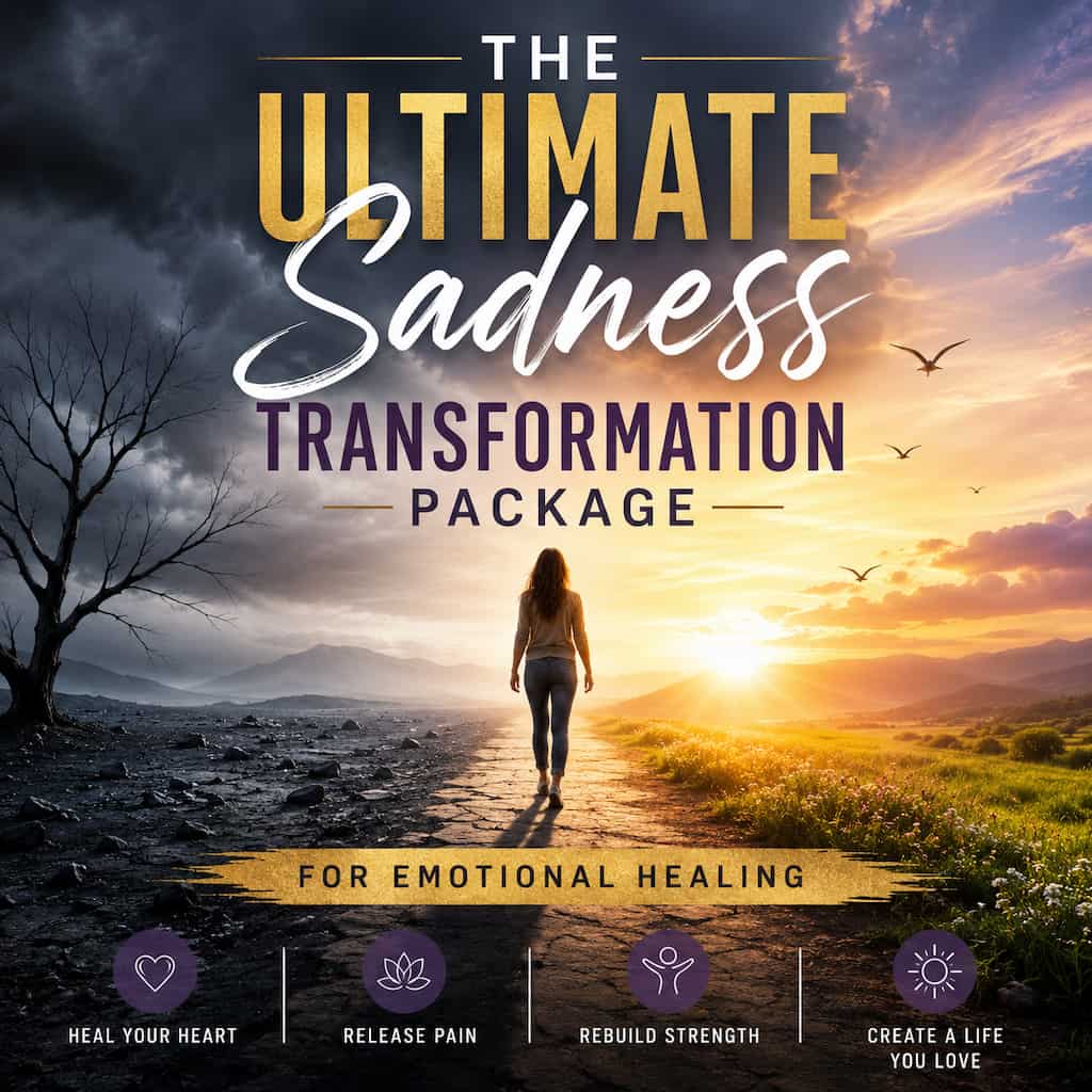 the ultimate sadness tranformation package thumbnail showing a woman walking in sunset