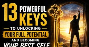 13 Powerful Keys to Unlocking Your Full Potential and Becoming Your Best Self Visual representation of 13 keys, each representing a principle for unlocking your full potential and personal growth.