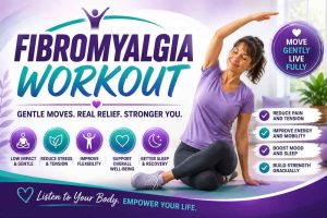 woman demonstrating fibromylagia workout