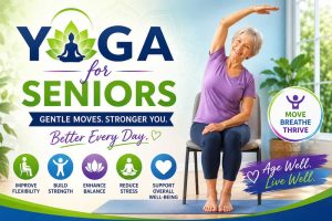 senior lady demonstrating yoga
